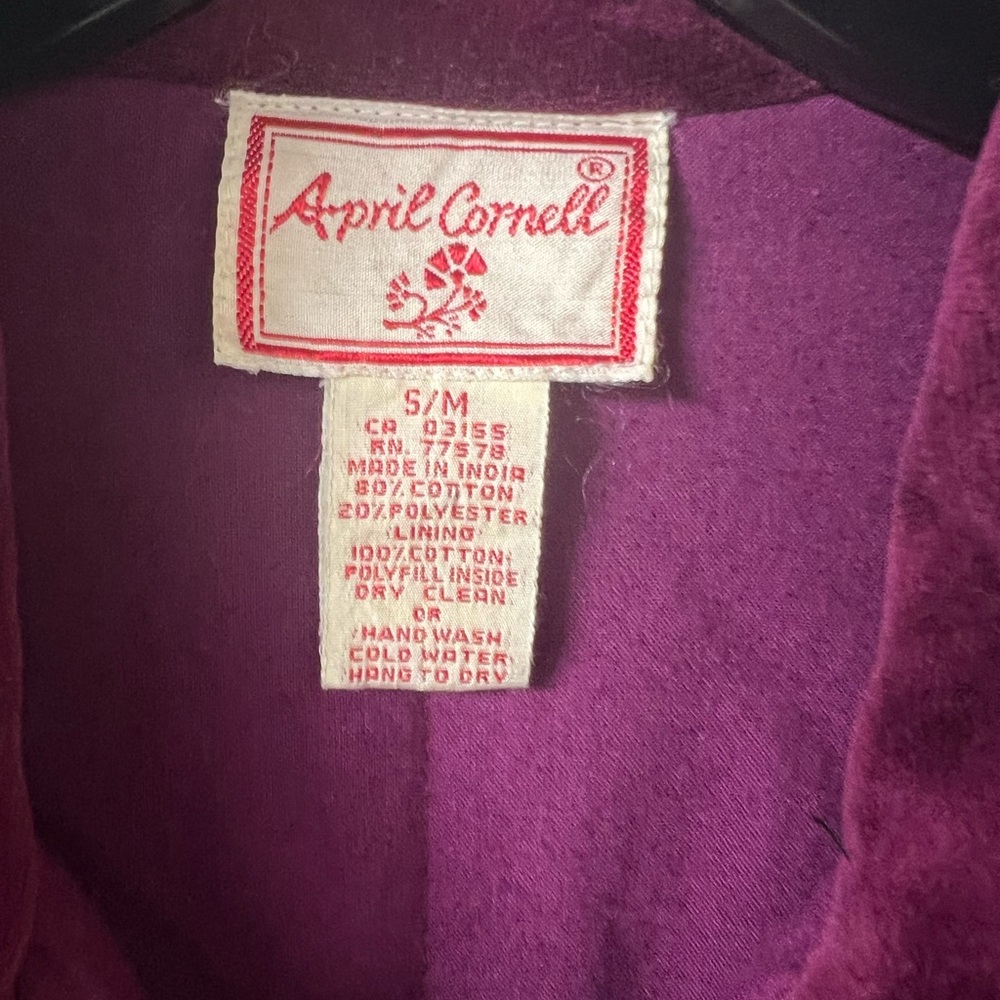 April Cornell Patchwork Velvet Jacket Small Rever… - image 3
